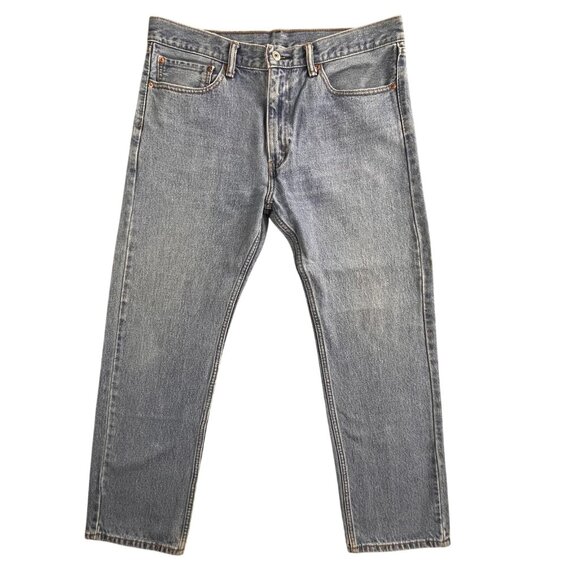 Levis 505 Jeans Mens 36x30 Blue Denim Medium Wash Straight Fit Button Fly Y2K - Picture 1 of 16